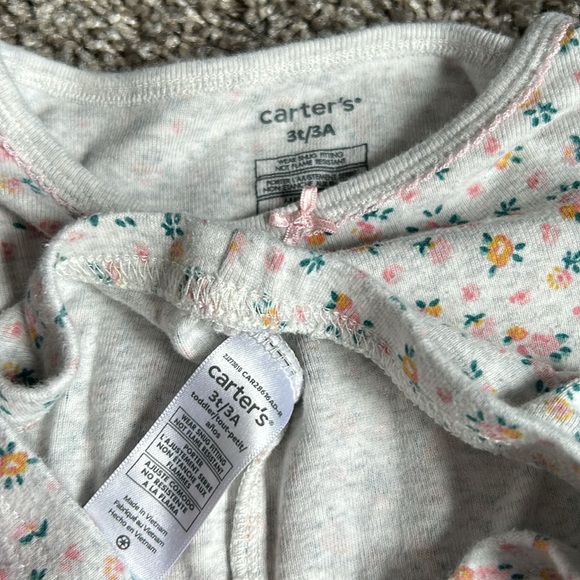 Toddler girl flower print pajama set long sleeve top and pants size 3T - Picture 4 of 5